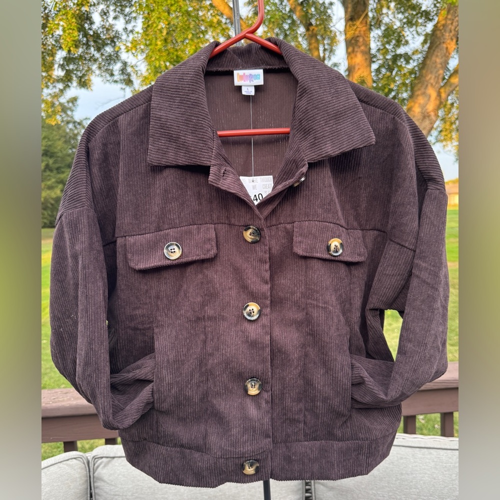 LuLaRoe Dark Brown Corduroy (Berlin) Utility Jacket